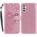 Samsung Galaxy S24 Eule Strass Wallet Case - Rose Gold