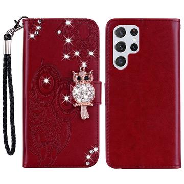 Samsung Galaxy S24 Ultra Eule Strass Wallet Hülle