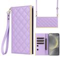 Samsung Galaxy S24+ Luxus Gesteppte Wallet Case - lila