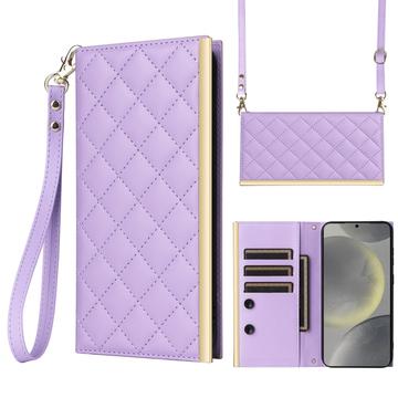 Samsung Galaxy S24+ Luxus Gesteppte Wallet Case - lila