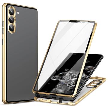 Samsung Galaxy S24+ Magnetisches Hülle mit Panzerglas - Gold