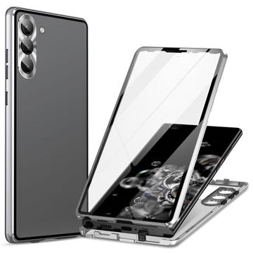 Samsung Galaxy S24+ Magnetisches Hülle mit Panzerglas - Silber