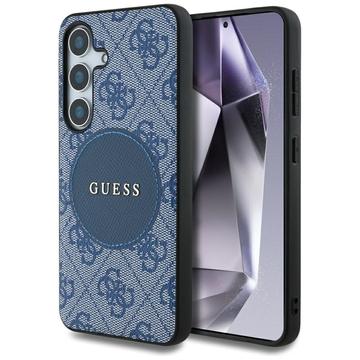 Samsung Galaxy S25 Guess 4G Runde Patch Classic Logo Hülle - MagSafe kompatibel - blau