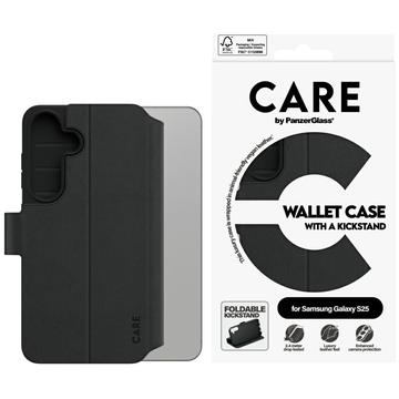 Samsung Galaxy S25 PanzerGlass Care Feature Wallet Hülle mit Ständer - Schwarz