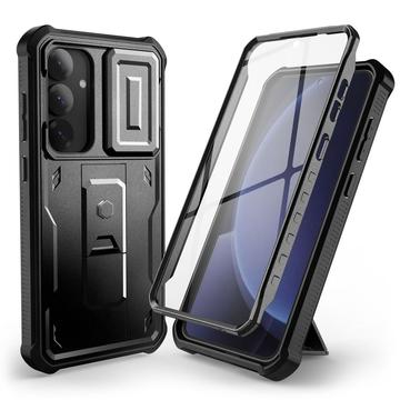 Samsung Galaxy S25 Tech-Protect Kevlar Cam+ Hülle - Bildschirmschutz, Kameraschutz, Kickstand - Schwarz