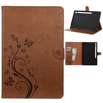 Samsung Galaxy Tab S7+/S8+ Butterfly Serie Folio-Hülle - Braun