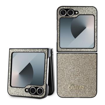 Samsung Galaxy Z Flip6 Guess Glitter Flakes Metal Logo Hybrid Hülle