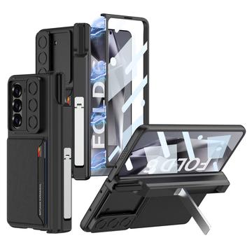 Samsung Galaxy Z Fold6 GKK Magnetische Hybridhülle mit Kartenhalter, Kamera-Schieberegler - Schwarz