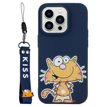 Kiss-Serie iPhone 14 Pro TPU Hülle mit Riemen - Katze