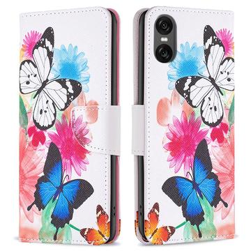 Sony Xperia 10 VI Wonder Serie Wallet Hülle - Weiß Blumen