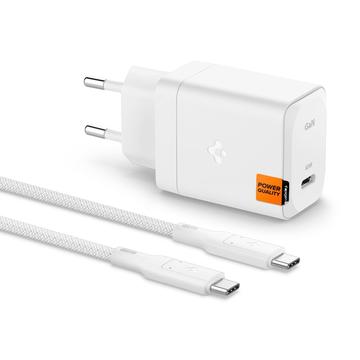 Spigen ArcStation Pro GaN-651 65W Wand-Ladegerät mit Typ-C Kabel - Weiß