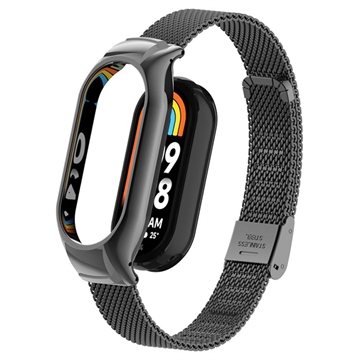 Xiaomi Smart Band 8 Edelstahl-Mesh-Armband mit Gehäuse - Schwarz