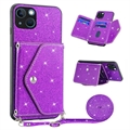 Stardust iPhone 14 Cover mit Kartensteckplatz - Purpur