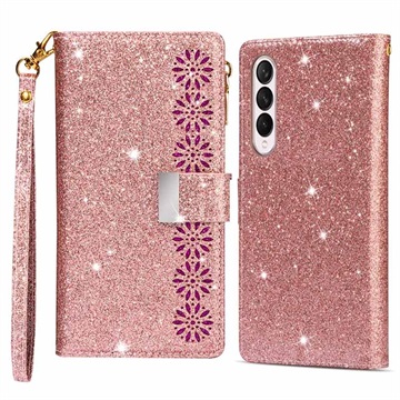 Starlight Serie Samsung Galaxy Z Fold4 Wallet Hülle - Roségold