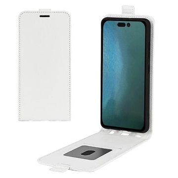 iPhone 14 Pro Vertikale Flip Case mit Kartensteckplatz - Weiß