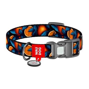 Waudog Nylon-Hundehalsband mit QR-Code - Größe L - Orangen