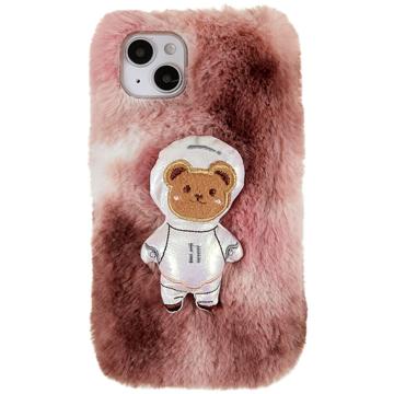 3D Plush Pelziger Winter iPhone 14 Plus TPU Hülle - Braunbär