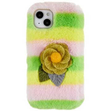 3D Plush Pelziger Winter iPhone 14 Plus TPU Hülle - Gelb Rosa