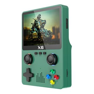 X6 HD 3,5-Zoll-Bildschirm Handheld-Spielkonsole Eingebauter Videospiel-Automat mit Dual Joystick Design - Grün