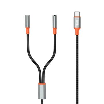 XO NB-R269B 2-in-1-Audiokabel - USB-C / 2x3.5mm - 1.2m - Schwarz