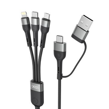 XO NB254 6-in-1-Ladekabel - USB-C, Lightning, MicroUSB, USB-A - 1.2m - Schwarz