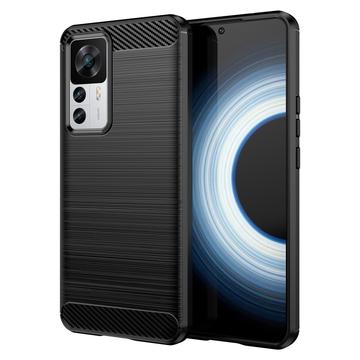 Xiaomi 12T/12T Pro Gebürstete TPU Hülle - Karbonfaser - Schwarz