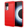 Xiaomi 12T/12T Pro Gebürstete TPU Hülle - Karbonfaser - Rot