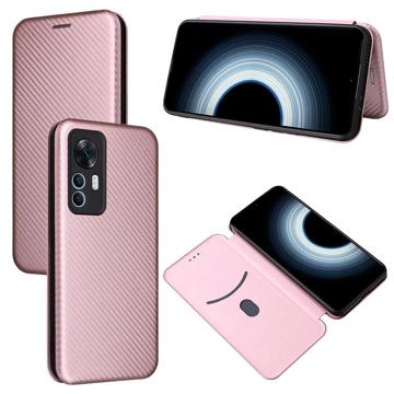 Xiaomi 12T/12T Pro Flip Hülle - Karbonfaser - Roségold