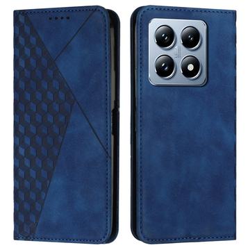 Xiaomi 14T Brieftaschenhülle mit Rautenmuster mit Magnetverschluss - Blau