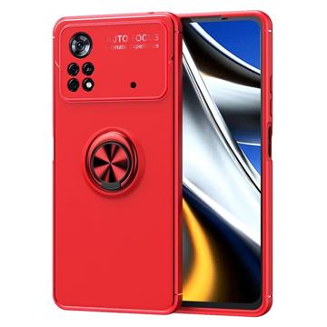 Xiaomi Poco M4 Pro Magnetische Schutzhülle mit Ring Stativ - Rot