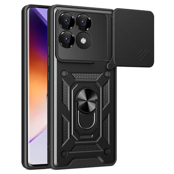 Xiaomi Redmi K70/K70 Pro/Poco F6 Pro Drehring-Hybrid Hülle mit Kameraschutz - Schwarz