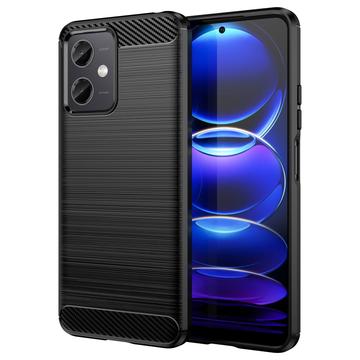 Xiaomi Redmi Note 12/Poco X5 Gebürstete TPU Hülle - Karbonfaser - Schwarz