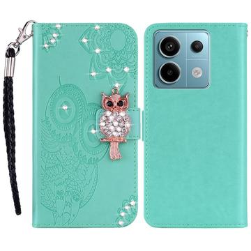 Xiaomi Redmi Note 13 4G Eule Strass Wallet Hülle