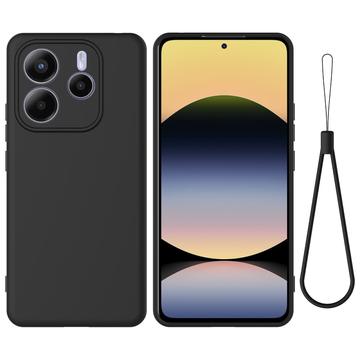 Xiaomi Redmi Note 14 5G Liquid Silikonhülle mit Handschlaufe - Schwarz