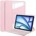 iPad Air 11 2024/2025 360° drehbares Smart Hülle mit Bluetooth Tastatur - Rosa