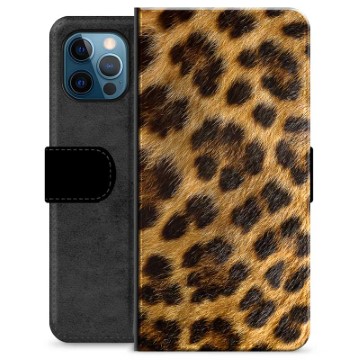 iPhone 12 Pro Premium Schutzhülle mit Geldbörse - Leopard