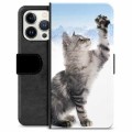 iPhone 13 Pro Premium Schutzhülle mit Geldbörse - Katze