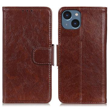 iPhone 14 Elegant Serie Wallet Schutzhülle - Braun