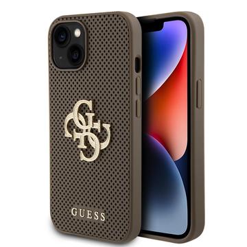 iPhone 15 Guess Perforierte 4G Glitter Logo Cover - Taupe