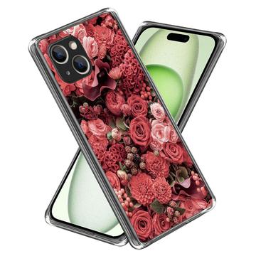 iPhone 15 Plus Stylish Ultra-Slim TPU Hülle - Rote Blumen