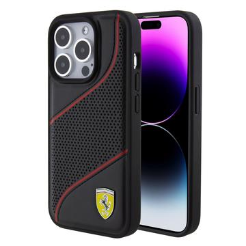 iPhone 15 Pro Ferrari Perforierte Schrägstrich Hülle - Schwarz