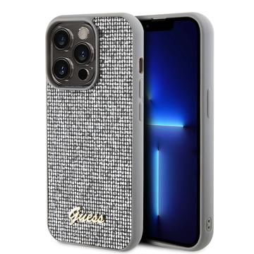 iPhone 15 Pro Guess Disco Metal Script Logo Case - Silber