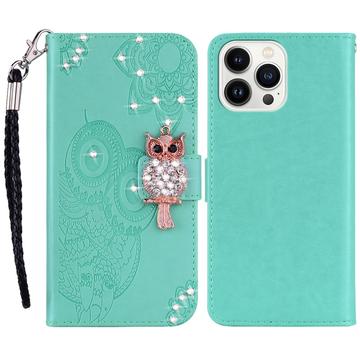 iPhone 15 Pro Max Eule Strass Wallet Hülle