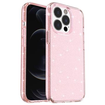 iPhone 15 Pro Stylish Glitter Serie Hybrid Hülle - Rosa