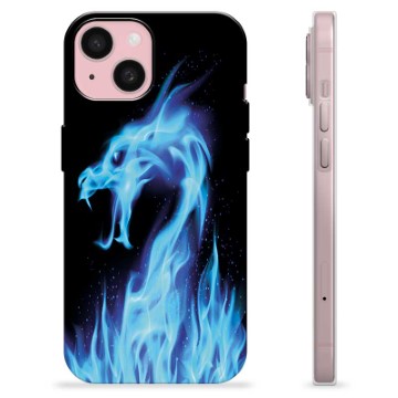 iPhone 15 TPU Hülle - Blauer Feuerdrache