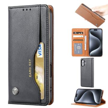 iPhone 16 Kartenset Wallet Hülle - Schwarz