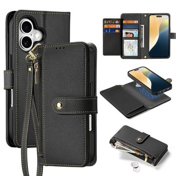 iPhone 16 Plus Dux Ducis Lawa Brieftaschen-Lederhülle mit abnehmbarer Magnetabdeckung - Schwarz