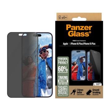 iPhone 16 Plus/15 Plus PanzerGlass Ultra-Wide Fit Privacy EasyAligner Panzerglas - Schwarz Rand