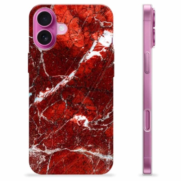 iPhone 16 Plus TPU Hülle - Roter Marmor