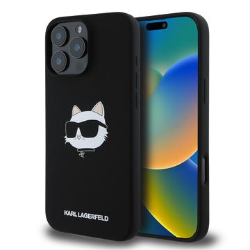 iPhone 16 Pro Max Karl Lagerfeld Choupette Head MagSafe Flüssiges Silikongehülle - schwarz